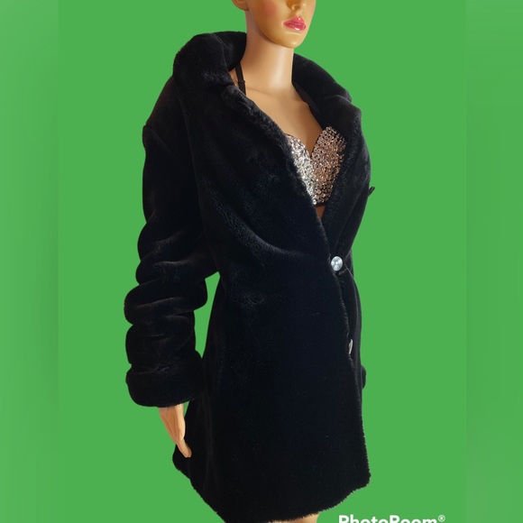 Gallery Petite mod-acrylic faux fur button up swing jacket size M, made in USA - Picture 4 of 11